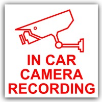 1 x In Car Camera Recording Sticker-CCTV Sign-Van,Lorry,Truck,Taxi,Bus,Mini Cab,Minicab-Red on White